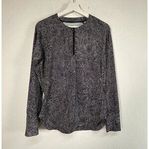 Title Nine Womens Black & White Abstract Long Sleeve Top Medium 1/4 Zip Pullover